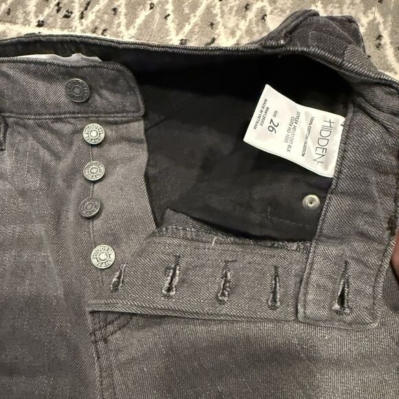 Hidden Tracey High Rise Straight Distressed Jeans Gray Black NWT Size 24 - Picture 5 of 9